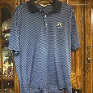 Pebble Beach Golf Links 1919 Men's Blue Horizontal Stripe Polo Shirt Large